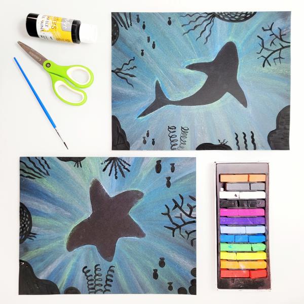 Easy Shark Painting for Kids with Free Printable