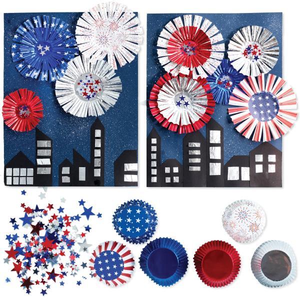 Fireworks with Splatter Paint Background