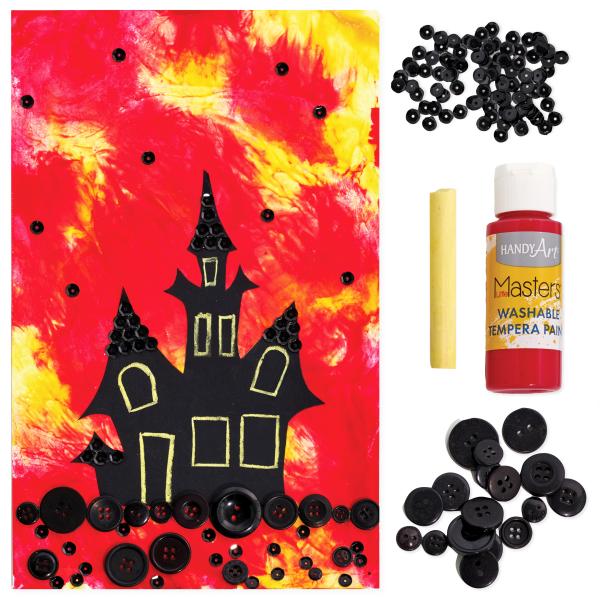 Haunted House with Squish Painted Background for kids