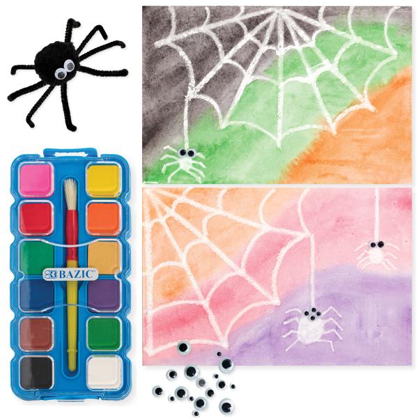 Paint-Resist Watercolor Spiderwebs art project for children